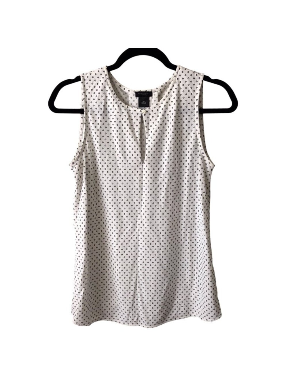 Ann Taylor White Black Geometric Print Sleeveless Top XS